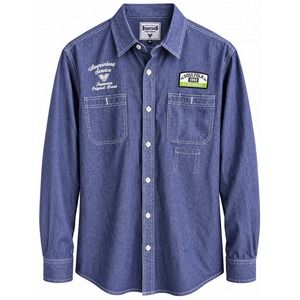 Imperious Men's 2XL Blue Chambray Graphic Work Shirt Los Mochis Guaranteed